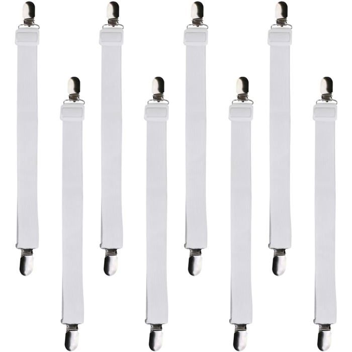 Lot De 8 Accessoires Literie Tendeur Draps Réglable Sangle Drap Housse Élastique Pour Drap Lit Canapé Housse De Repassage-60Cm À
