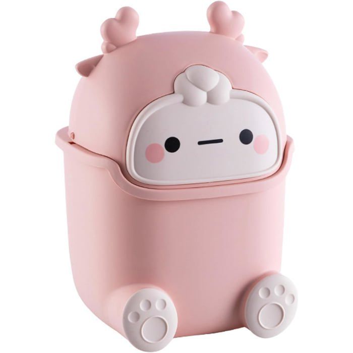 2 litres de Poubelle en Plastique Mignonne pour Chambre Bureau Chat Enfants - Poubelle de Chambre et Enfants pour Coiffeuse (Rose)