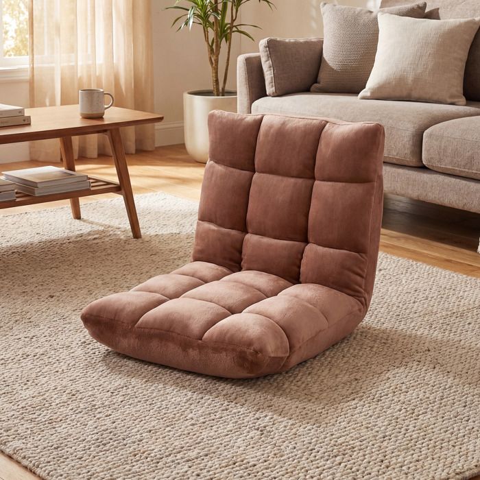COSTWAY Fauteuil De Sol Pliable 14 Positions Réglables Velours Doux Cadre Métallique Antidérapant Pour Salon Chambre Marron clair