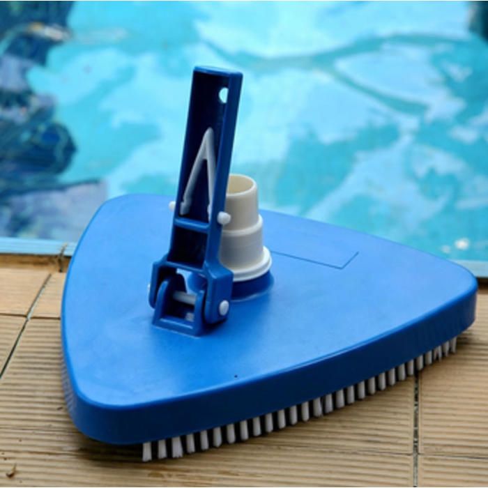 Tête daspiration de piscine triangulaire rotative et lestée – Brosse manuelle pour fond parois et coins