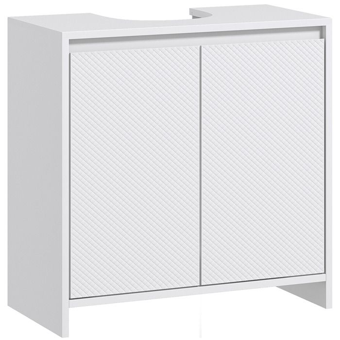 Meuble sous vasque 2 portes avec étagère réglable armoire de rangement pour lavabo 60l x 30P x 60H cm blanc