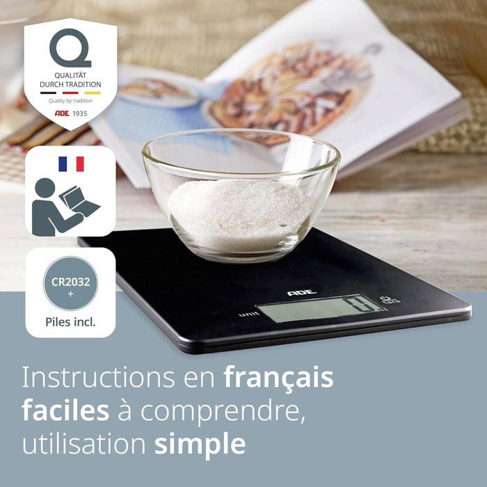 Balance de cuisine digitale ADE LEONIE Plastique ABS 22 x 17 cm Inclus 1 pile Cr 2032