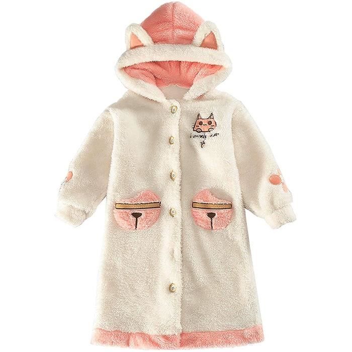 Robe de chambre rose flanelle avec poches enfant fille chat mignon peignoir de bain a capuche sechage rapide cadeau anniversa 611 Cdiscount Maison