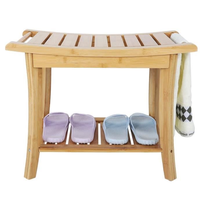Tabouret Douche Antiderapant En Bambou Naturel Salle De Bains Spa