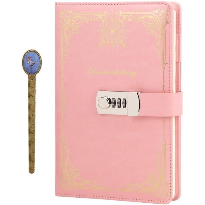Carnet de Notes avec Serrure à Combinaison Journal Intime PU Bloc-Notes Vintage Carnet Secret