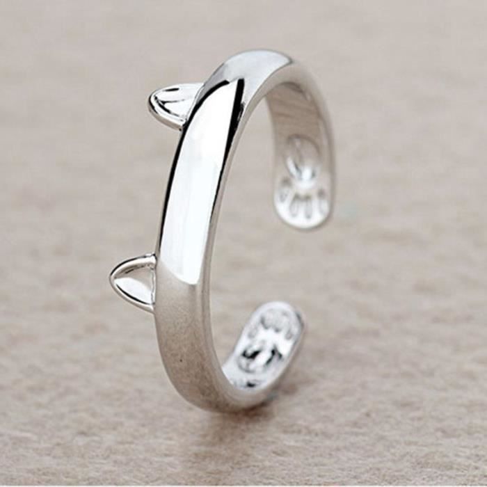 Chaude Argent Plaque Chat Oreille Anneau Mignon Conception De Mode Bijoux Pour Femmes Jeune Fille Enfant Cadeaux Reglable Achat Vente Bague Anneau Cdiscount