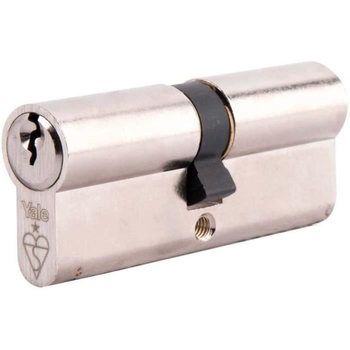Lot De 2 Serrures Double Cylindre Yale Euro – Clé Identique, 40/50mm, Nickel Satiné