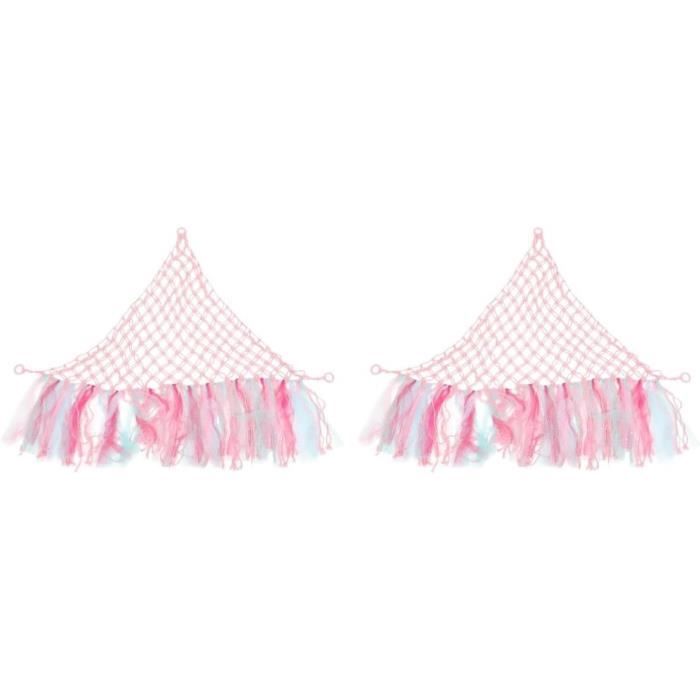 Rangement Peluches Hamac à Peluches DEANKEJI - 2 Filets De 2 M Avec 40 Clips Et Anneaux En Bois | Rangement Jouets Enfant Porta Peluche