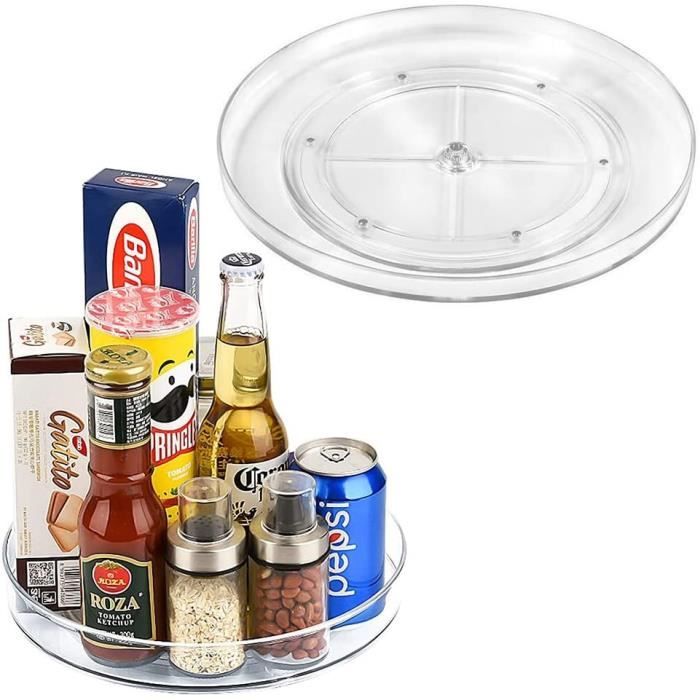 Lot De 2 Plateaux Tournants 23cm - Lazy Susan Transparent Pour Pices Cosm Tiques Rotation 390465