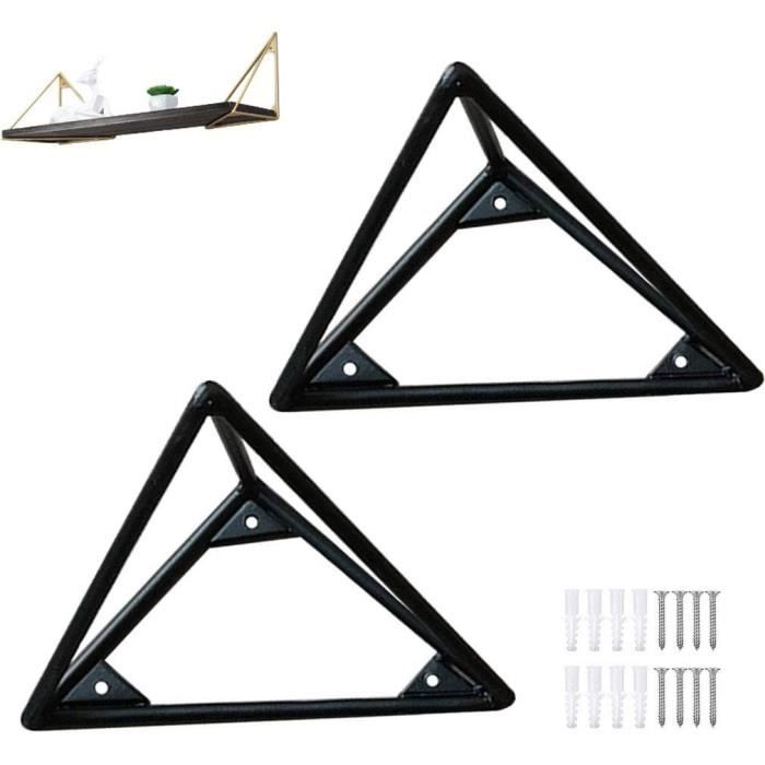 Lot De 2 Supports D'étagère Mural Aluminium Noir - Style Industriel 24x24cm