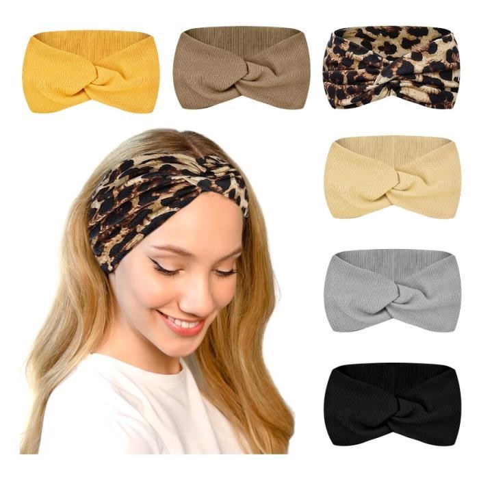 Bandeau Tricoté Pour Femmes Avec Bouton Torsadé Bandeau De Sport Large