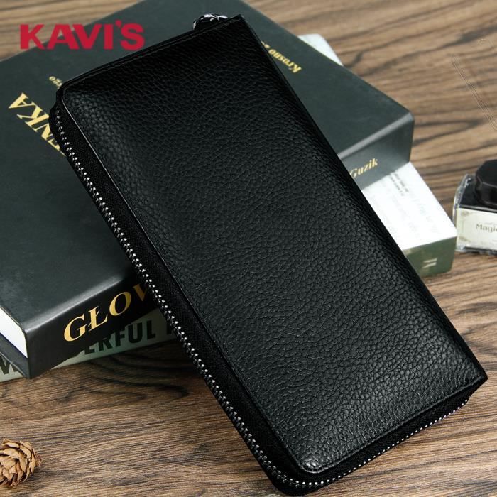 Noir1 Compagnon Portefeuilles Chequier Portefeuille Femme PU Cuir Grande Capacite Porte Monnaie Femmes,Grand Portefeuille Femmes avec Emplacements Cartes et Fermeture Eclair