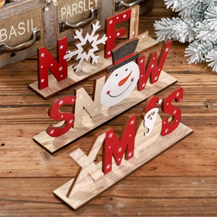 3 Pieces Set Decorations De Noel Pour La Maison En Bois Lettre Santa Clause Ornements Noel Maison Diner Fete Table Decors Achat Vente Coffret De Decoration Bientot Le Black Friday Cdiscount