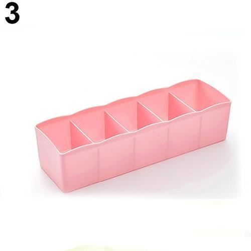 5 Compartiments Chaussettes Sous Vetement Soutien Gorge Cravate Boite De Rangement Pour Tiroir Etui A Vetements Rose