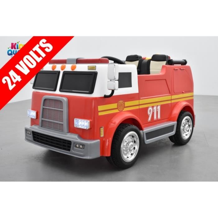 Camion Pompier Electrique Enfant 2 Places Avec Telecommande Parentale 2 4ghz 24volts 7ah 2 Moteurs Cdiscount Jeux Jouets
