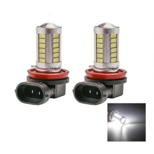 2 Ampoule H8 LED 33 SMD Lampe 6500K Blanc phares antibrouillard Voiture 12V