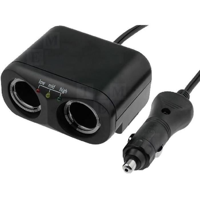 Multiprise allume-cigare 10A 12V 2x4A noir avec cable 1m - testeur de  batterie - Cdiscount Auto