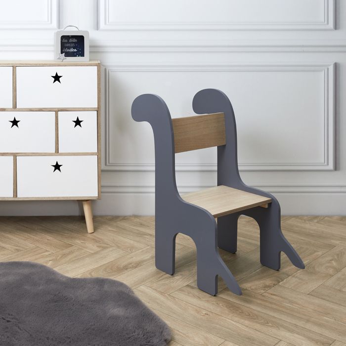Chaise - HOME DECO KIDS - Dino - Confortable - Esthétique - Gris et marron