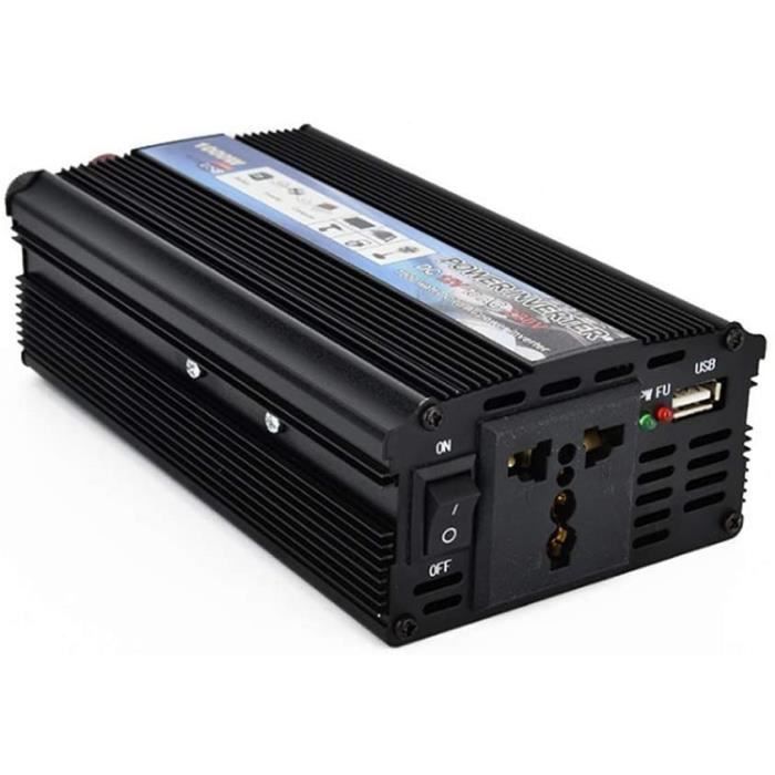 Onduleur Voiture 500W/1000W Pic - Convertisseur 12V To 220V - Écran LCD - Prise USB Et AC - Pour Camping, Dépannage