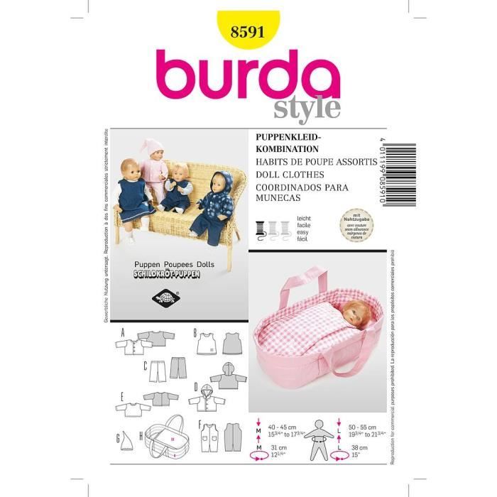 Patron Burda Creative 8591 Habits De Poupee Cdiscount Beaux Arts Et Loisirs Creatifs
