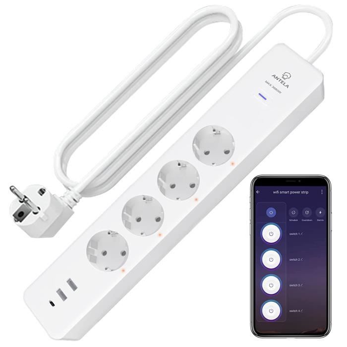 Meross Lot De 4 Prises Connectées WiFi - Compatible Alexa & Google Home - Type F - Programmation Et Contrôle Vocal