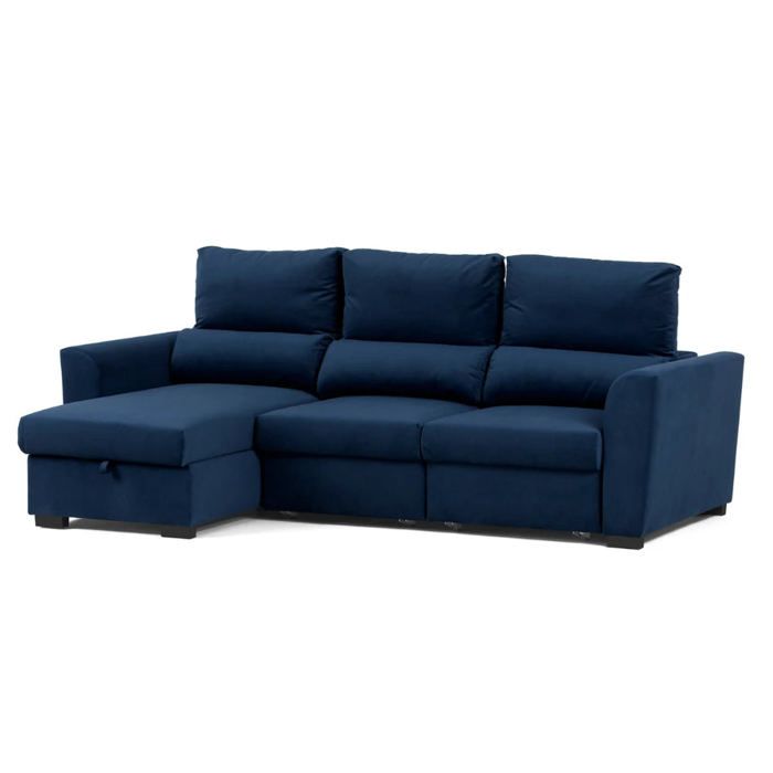 Canapé d'angle 4 places Bleu Contemporain Confort