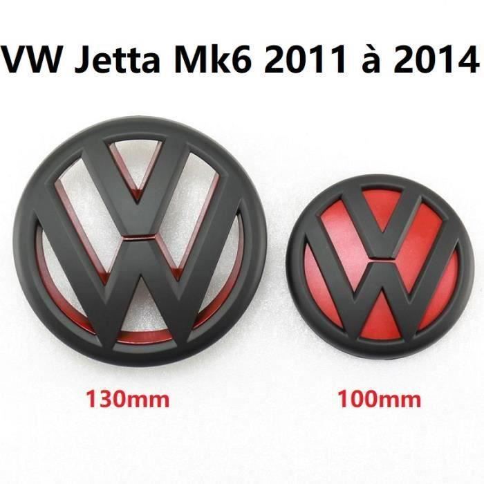 BEQ 2pcs Insigne logo emblème avant 130mm + arrière 100mm noir rouge mat pour VW Volkswagen Jetta Mk6 2011 à 2014