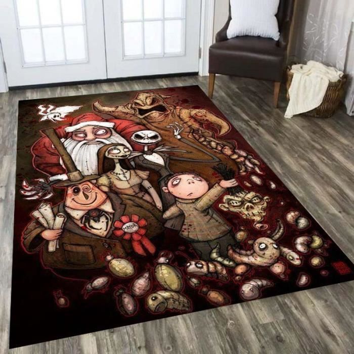 Tapis Halloween 120x120 Cm - Motif Citrouille Et Boisson D'horreur, Multicolore, Tissé, Neuf