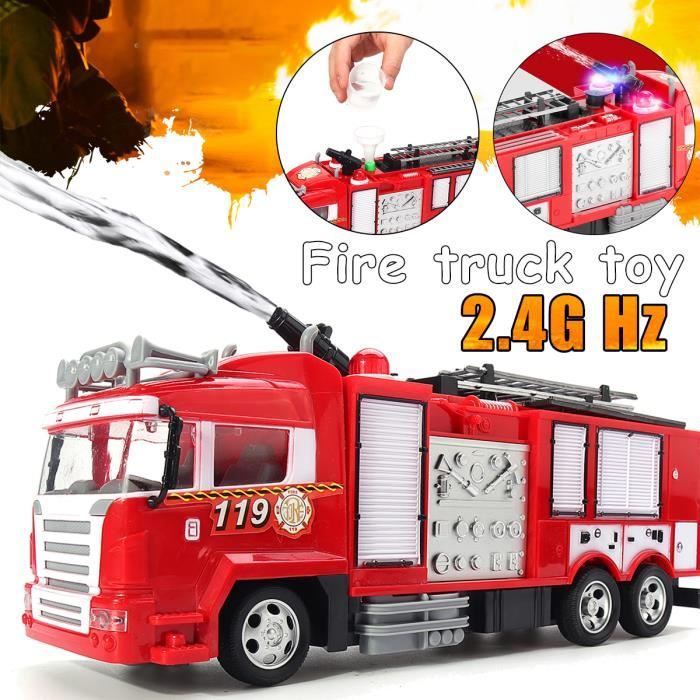 Lotees Camion de pompier télécommandé, pompier, tire l'eau extensible sons  de travail lumières RC camions pour garçons filles cadeaux jouet cadeau  d'anniversaire (taille : 3 packs de batteries) : : Jeux et