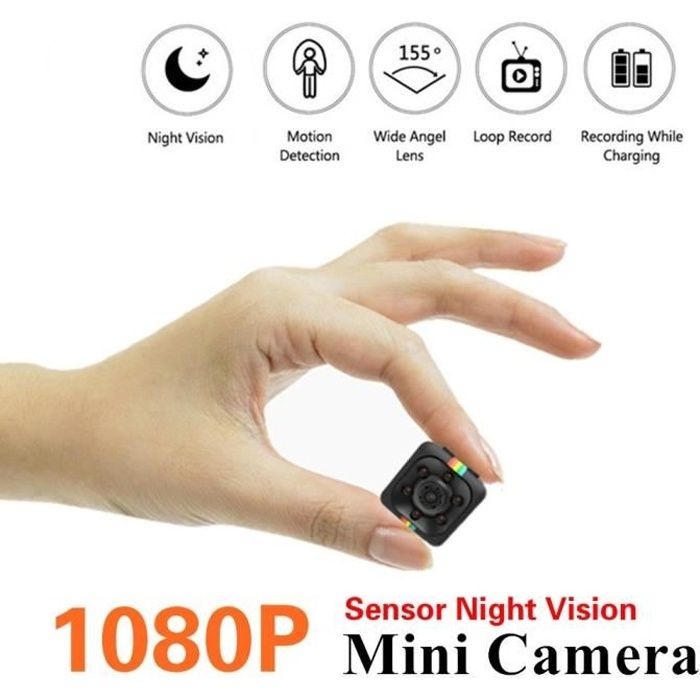 Mini Caméra Espion HD 1080P Sport DV Caméra/Vision Nocturne/Détection de Mouvement pour Caméra de Surveillance de Sécurité Noir