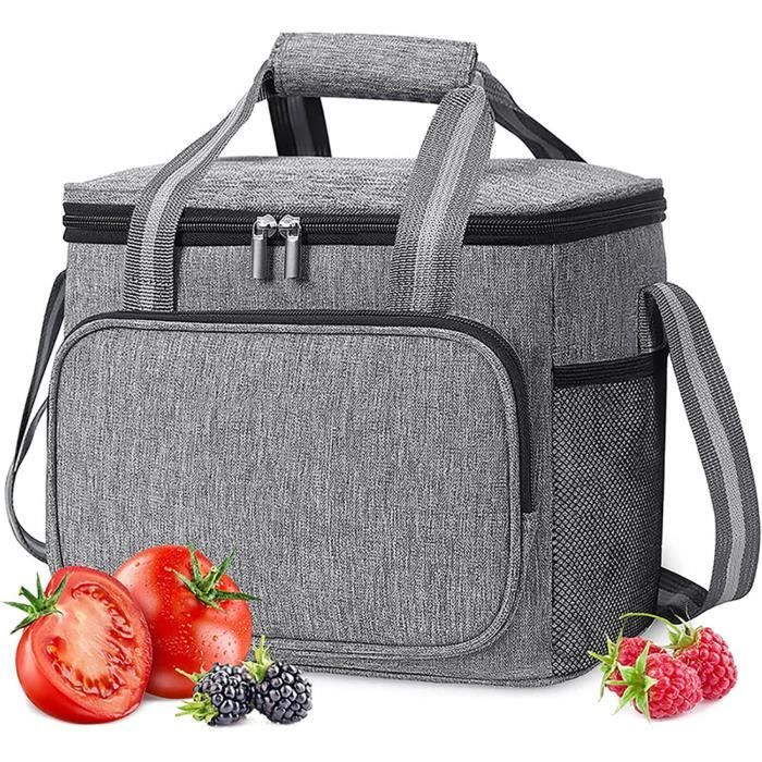 Lot De 2 Sacs Isothermes Pliables - 23x21x13 Cm - Gris Et Violet - Pour Déjeuner, Fruits, Repas Au Bureau - Légers Et Portables - 5