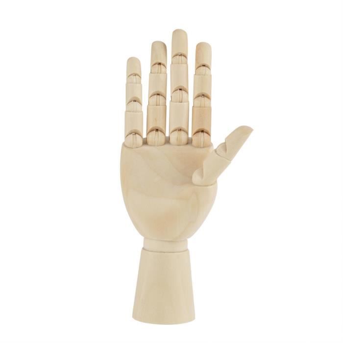Mannequin Main Articulé En Bois - Main Gauche Avec Doigts Et Poignet Mobiles - 12 Pouces