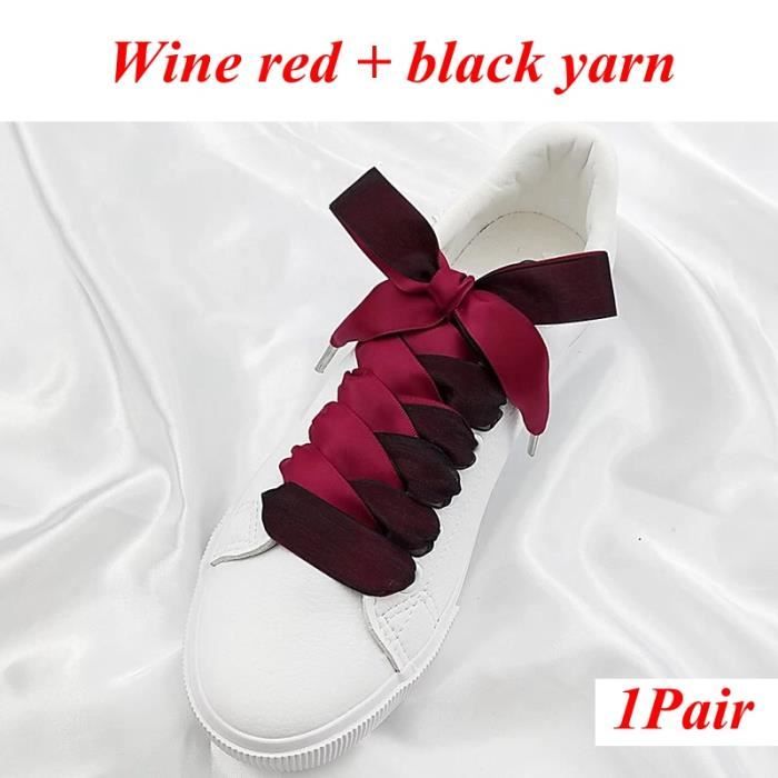 Valeur Vin rouge noir Taille 80cm Lacets plats en soie Double