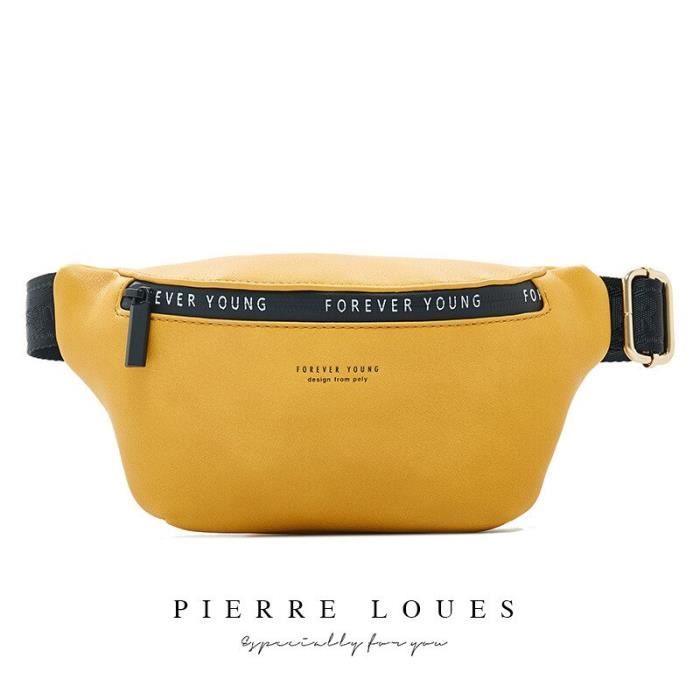 Sac banane Nouvelle marque de luxe Fanny Pack femmes grande capacit taille Pack mode taille sac en cuir ceinture sac Type Yellow