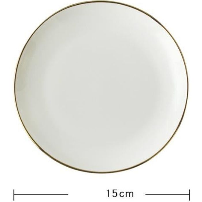 plats et assiettes,vaisselle en porcelaine blanche,assiette en céramique,bord doré,vaisselle de dîner de style - type 6 inches