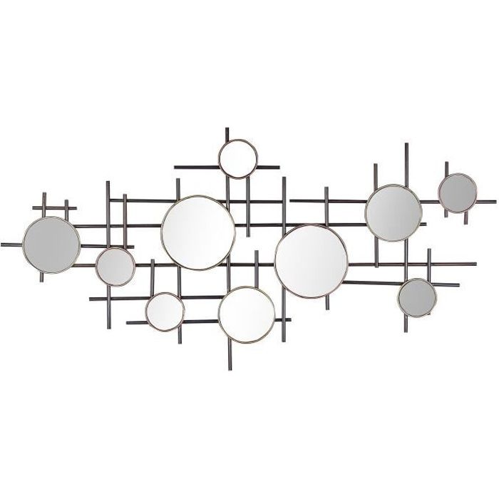 Miroir mural multiple noir / doré / cuivré 113 x 55 cm IBOS