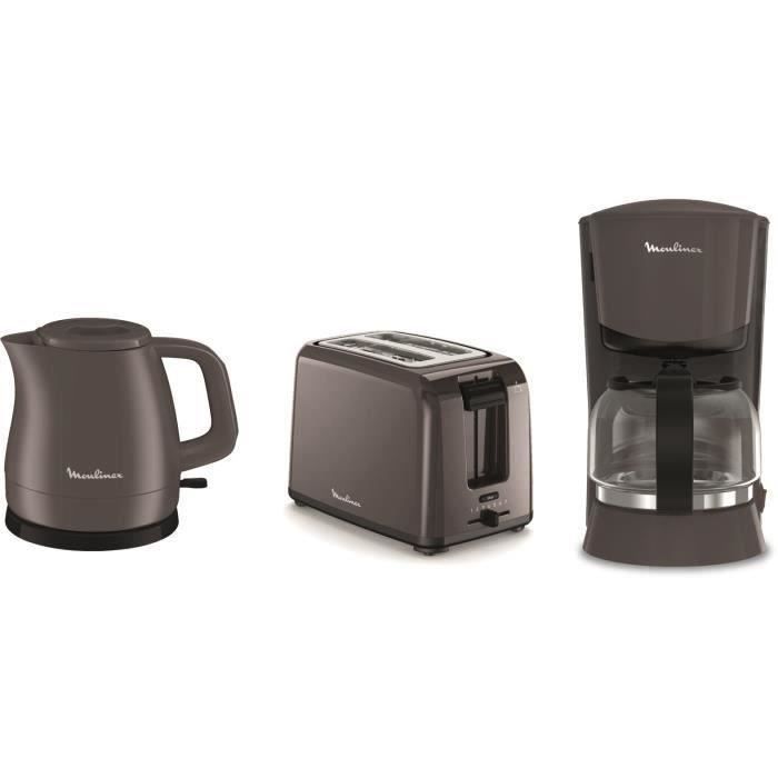 MOULINEX Set Petit Déjeuner - Cafetière filtre 1.25 L + Grille-pain 2 fentes + Bouilloire électrique sans fil