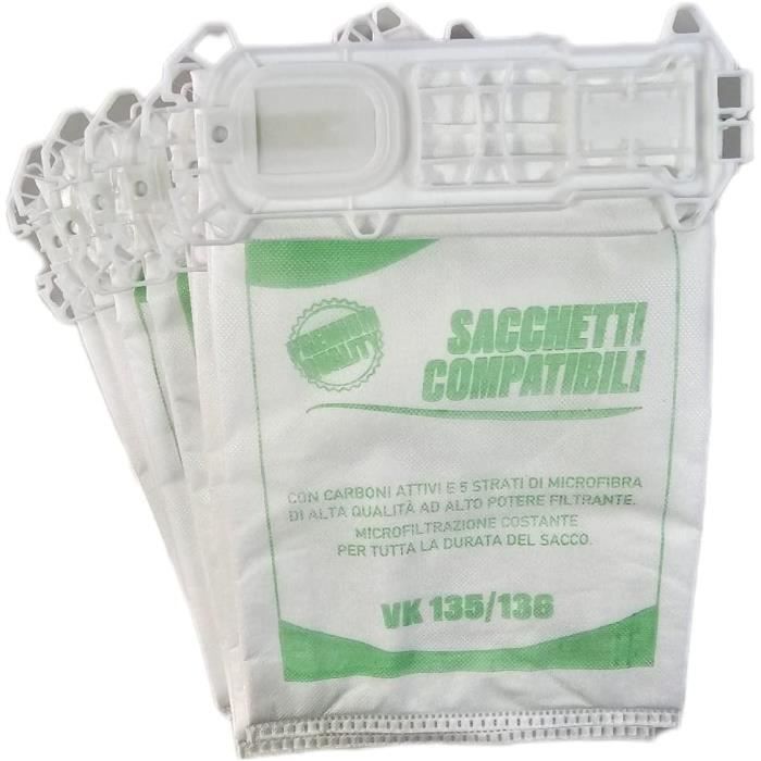 12740 - Confezione 6 Sacchetti Stoffa Microfibra Compatibile Scopa Folletto VK 1 - Foto 4