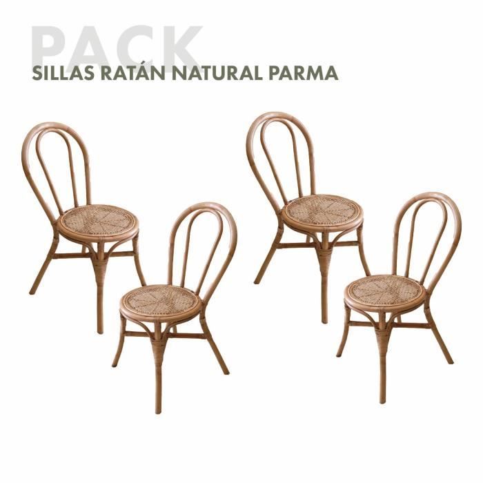 Ensemble de 4 Chaises de Jardin Chillvert Parma 40x52x90 cm Fabriquées en Rotin Naturel Résistant Couleur Marron Style Boho Chic Ensemble de 4 Chaises de Jardin Chillvert Parma 40x52x90 cm Fabriquées en Rotin Naturel Résistant Couleur Marron Style Boho Chic