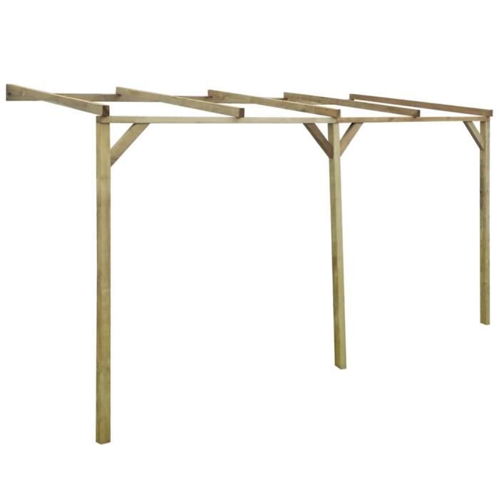 Pergola - DILWE - Appentis - Bois imprégné vert - 2 x 4 x 22 m - Résistance à la pourriture