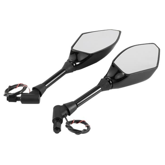 Rétroviseur, moto intégré Led clignotant indicateur rétroviseurs latéraux LED lumières Racing rétroviseur noir 10mm 0.4in fil