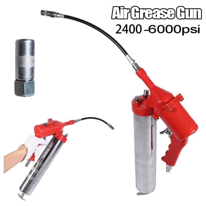 Pompe Graisse Haute Pression Pistolet à Graisse GIAK 8000 PSI - Kit Complet Avec Tuyaux Et Raccords - Poignée Pistolet Une Main - Rouge Outil Lubrification Professionnel - 11