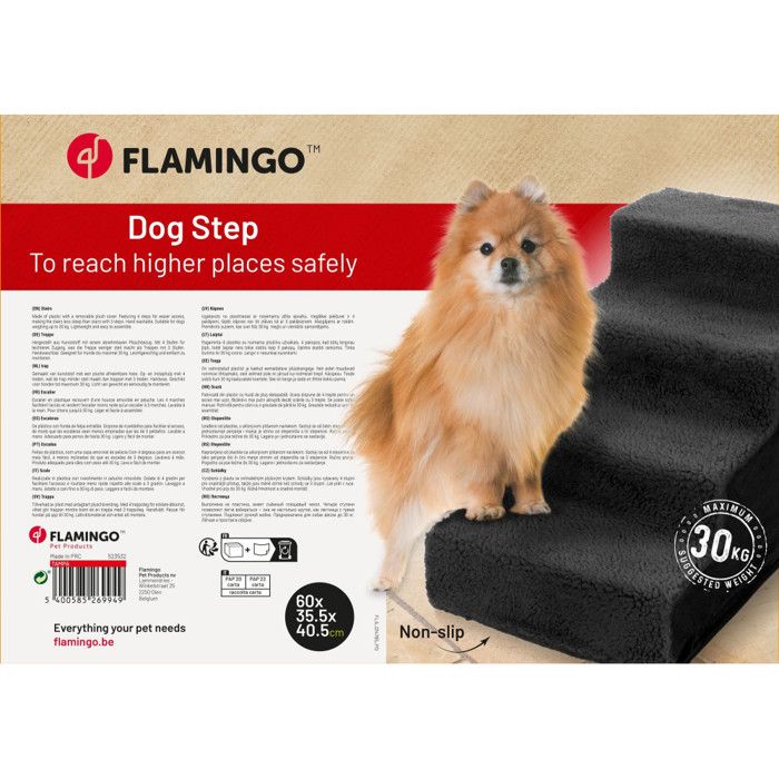 Meilleurs prix pour Escalier Tampa Noir pour chien max 30 kg - Flamingo