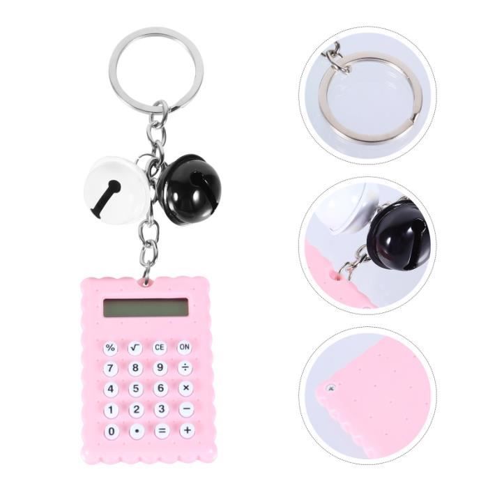 Mini Calculatrice Portable Avec Porte-clés ASHATA - 8 Chiffres, Boutons Silicone Mignons - Rose