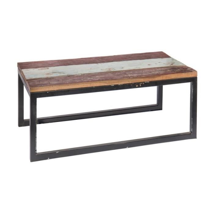 Table De Salon De Jardin Rectangulaire 90cm En Teck Et Fer Ciudad
