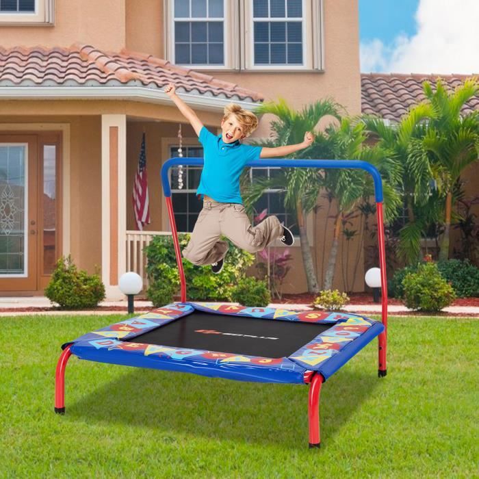 GOPLUS Trampoline Carré Pour Enfants,Trampoline de Fitness Pliable