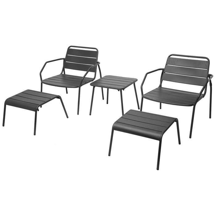 Hespéride Desserte De Jardin 2 Étages Easiness Graphite - Aluminium Anti-Rouille Pour Terrasse Et Balcon