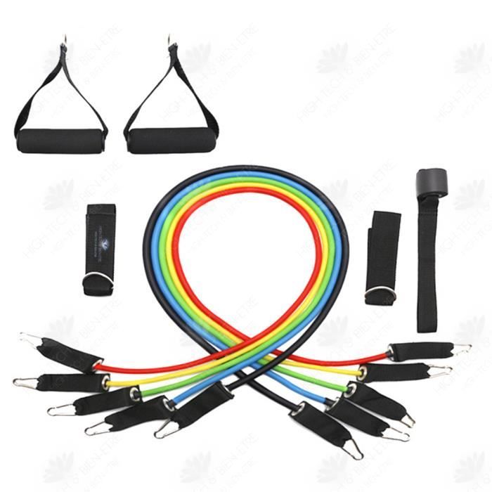 HTBE® 11 pièces de corde de tension équipement de tension de porte multifonction musculation tube en latex corde de tension à un mot