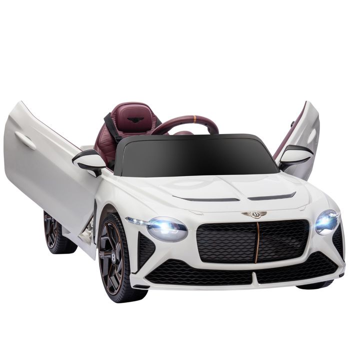 Voiture électrique pour enfant - HOMCOM - Bentley Bacalar - 2 moteurs 12V 25W - télécommande 24G - MP3 - klaxon - 2 phares - blanc