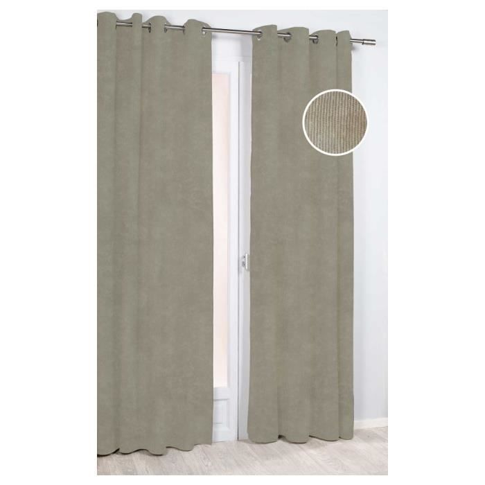 Rideau Uni Aspect Chenille Beige 140 X 260 Cm Cdiscount Maison